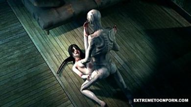 Зомби ебется с полудохлой телкой в 3D формате